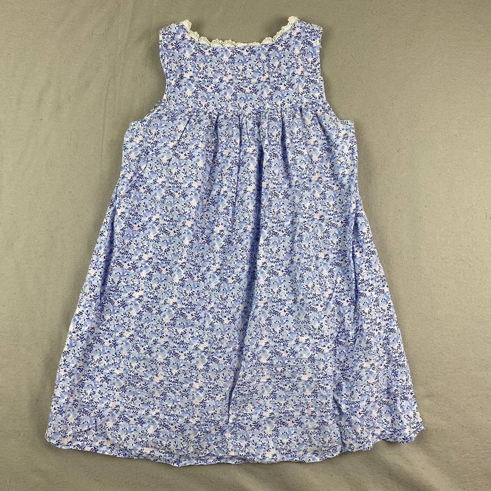 Eileen West Cotton Lawn Chemise Nightgown XS flower buttons lace cottage blue - Picture 10 of 16